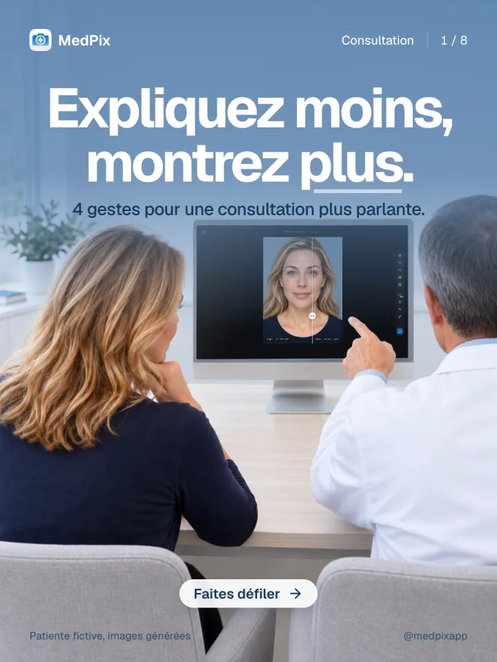 Un médecin montre à sa patiente sa photo sur l'écran de l'ordinateur pendant la consultation.