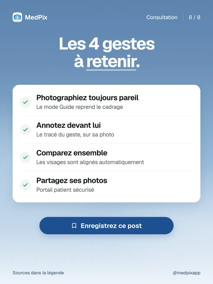 Fiche mémo des quatre gestes.